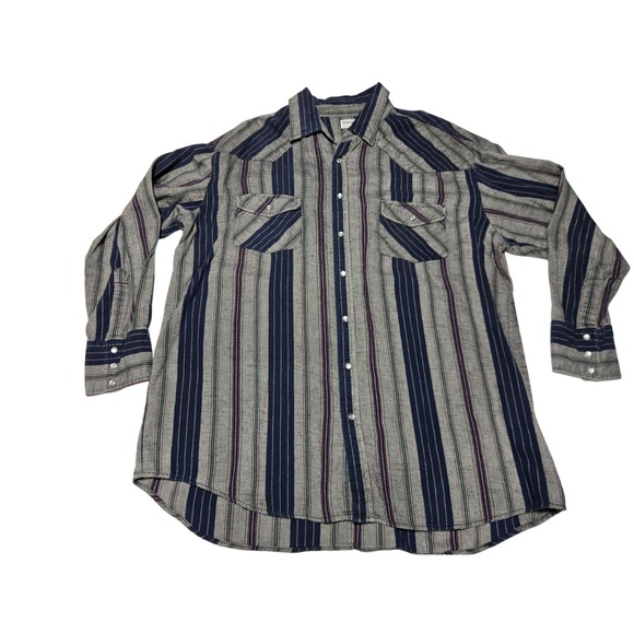 SHEPLERS Other - Sheplers‎ Vertical Striped Western Shirt Men's XL Cotton Pearl Snap